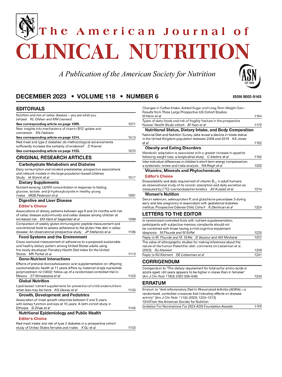 Go to journal home page - The American Journal of Clinical Nutrition